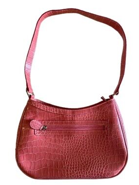 Liz Claiborne Women's Pink Croc-Embossed Shoulder Bag Polyvinyl Y2K Preppy